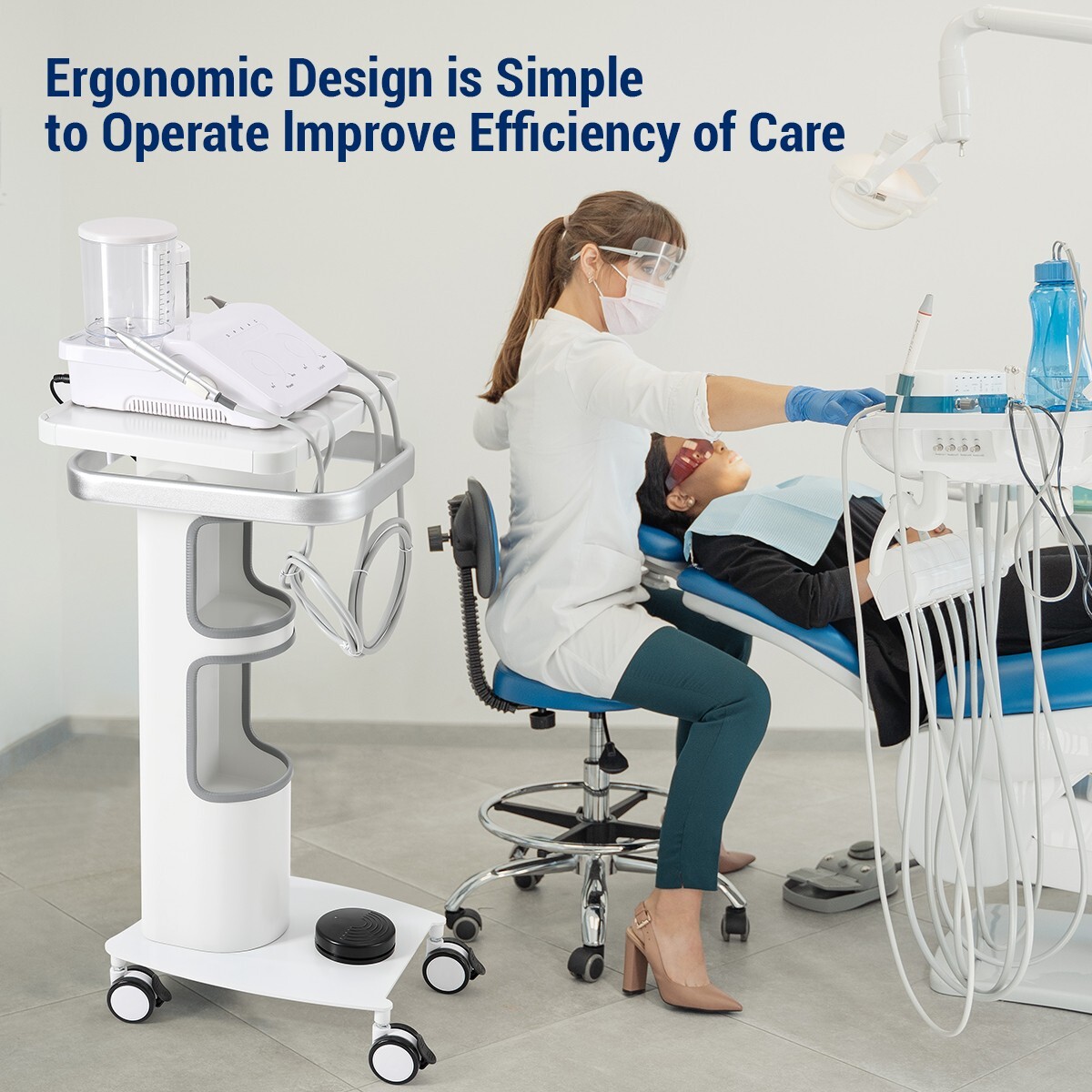 3 Layers Dental Mobile Multi-Function Trolley Cart for Surgic Implant System