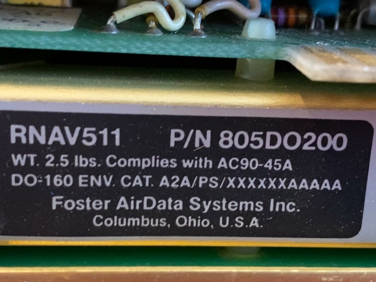 FOSTER AIRDATA SYSTEMS RNAV511 WITH TRAY P/N 805DO200