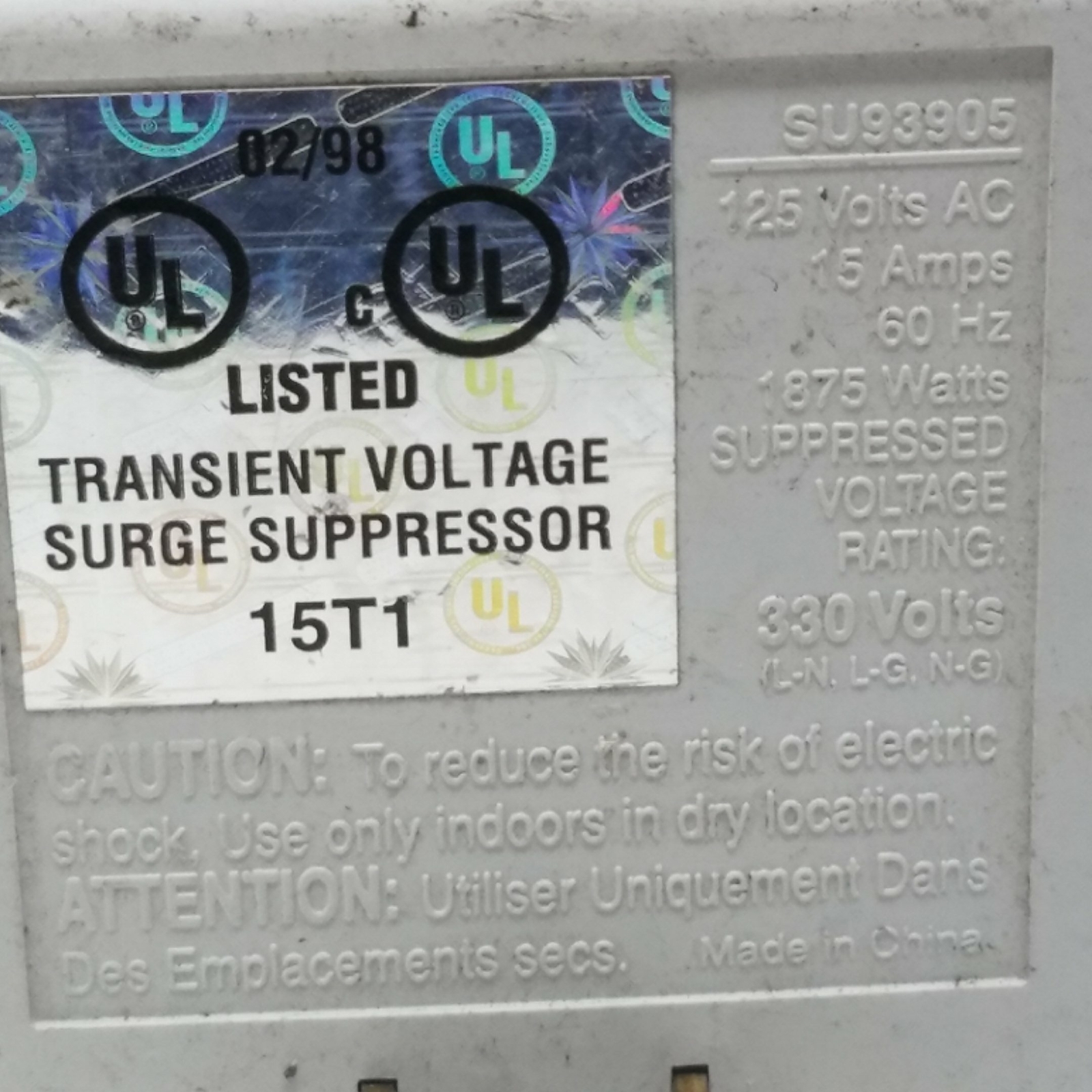 GE Surge Protector Model #SU93905