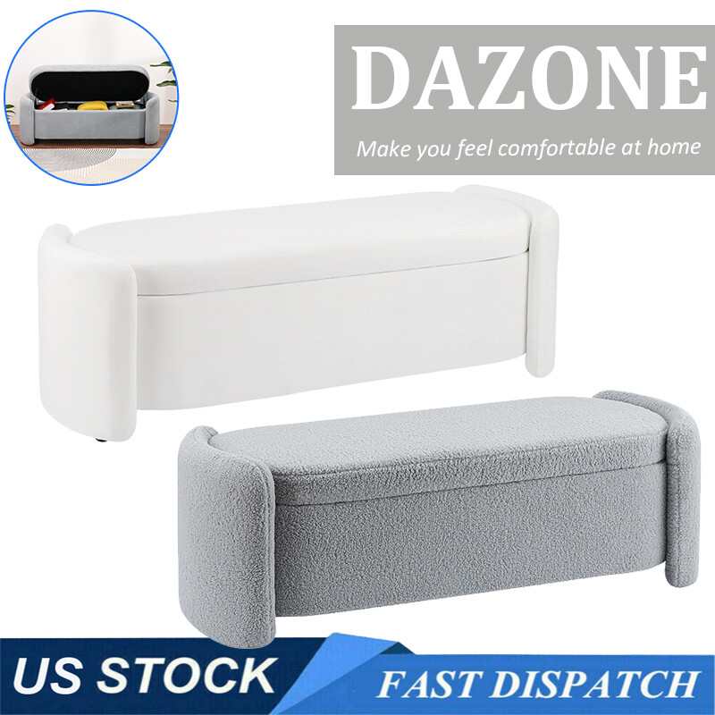 Storage Bench Ottoman Upholstered Bedroom Entryway End of Bed Footrest Stool US