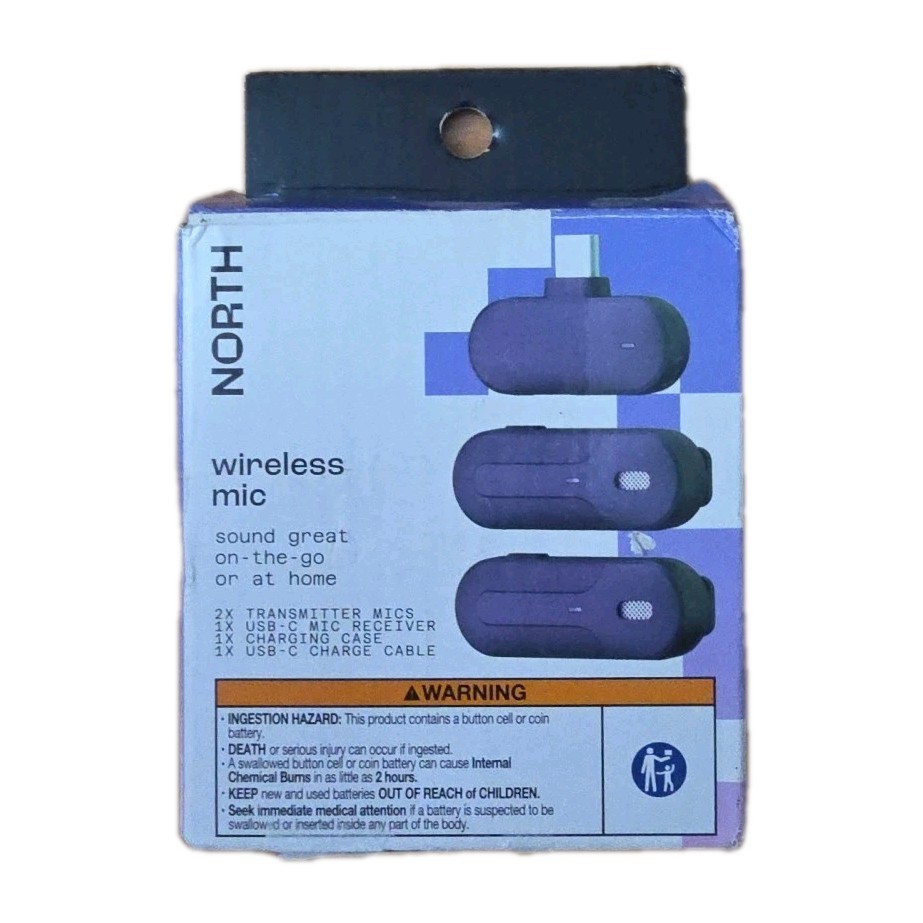 NORTH Wireless Microphone Dual Transmitter and USB-C Receiver with Charging Case