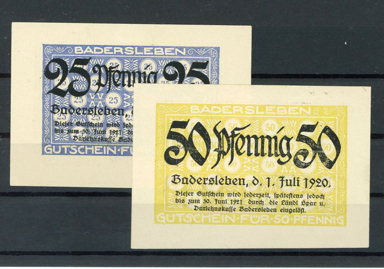 Badesleben 2 Bills Notgeld ............................................2/19442