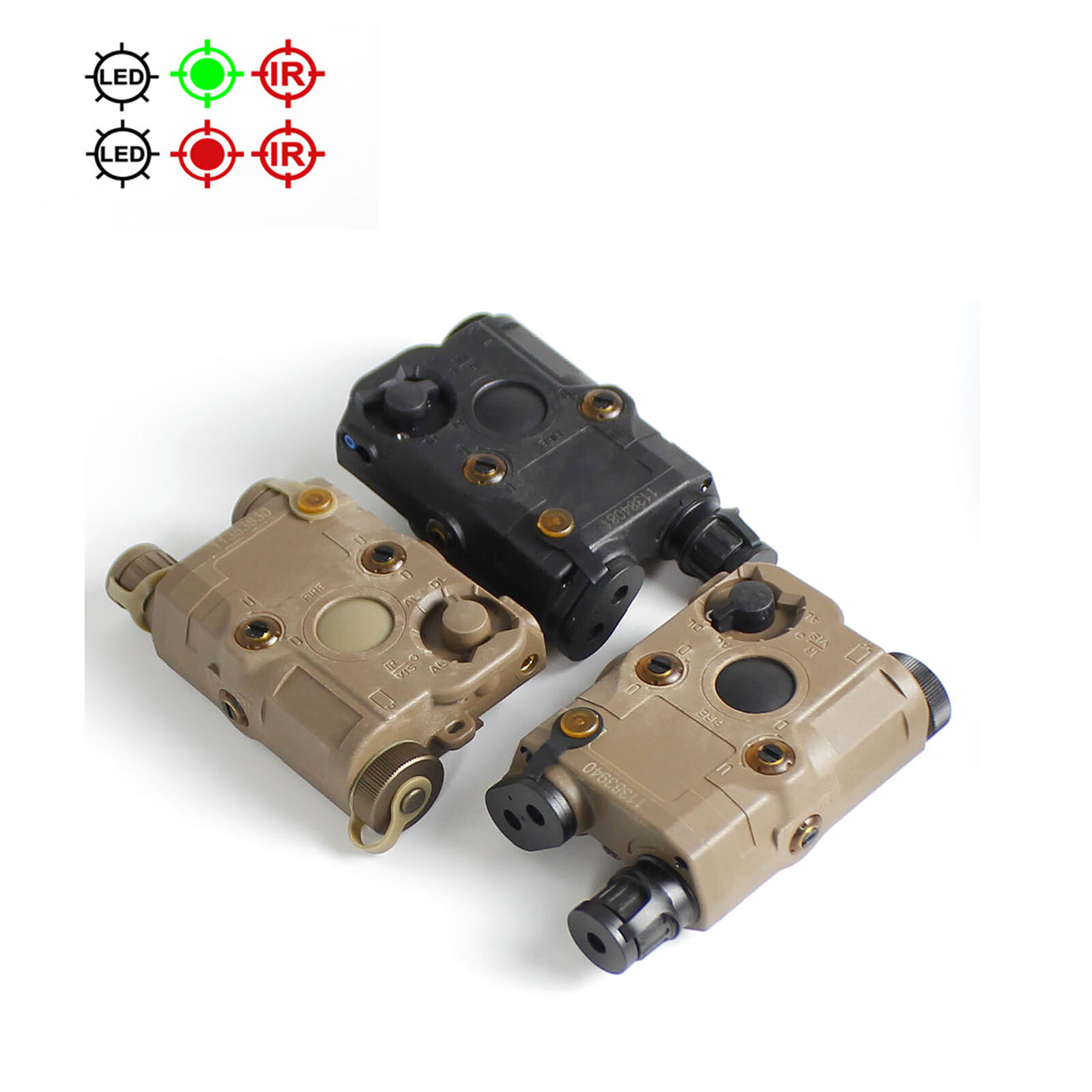 PEQ-15 Adjustable IR Red/Green Laser LED Light Tactical Flashlight Fit 20mm Rail
