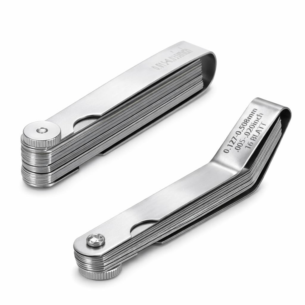2pc Stainless Steel Feeler Gauge Set - 32 Straight 16 Angled Valve Blade Tool