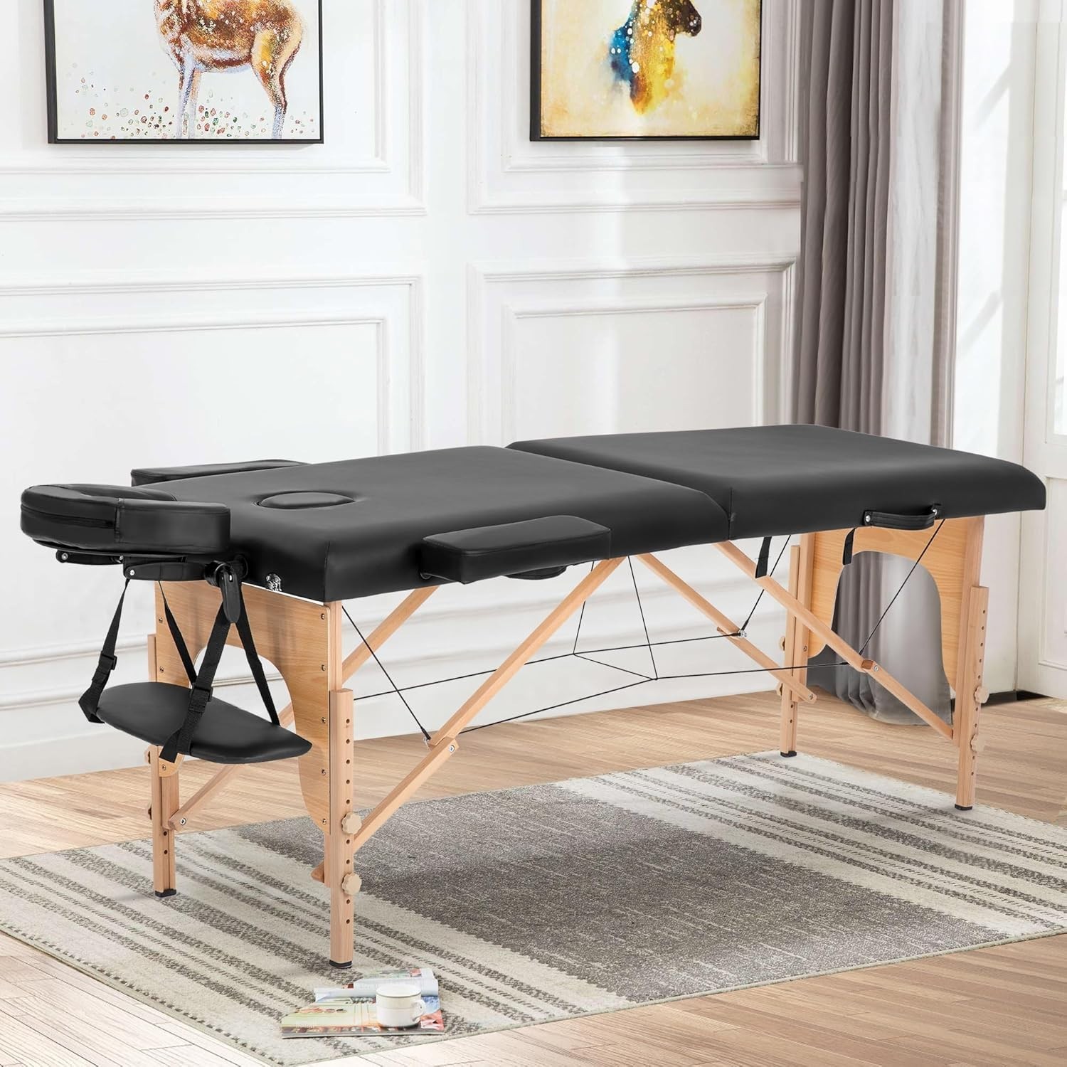 Durable 2-Folding Massage Table 23'' Wide, Soft Comfort & Easy Setup for Spa Use