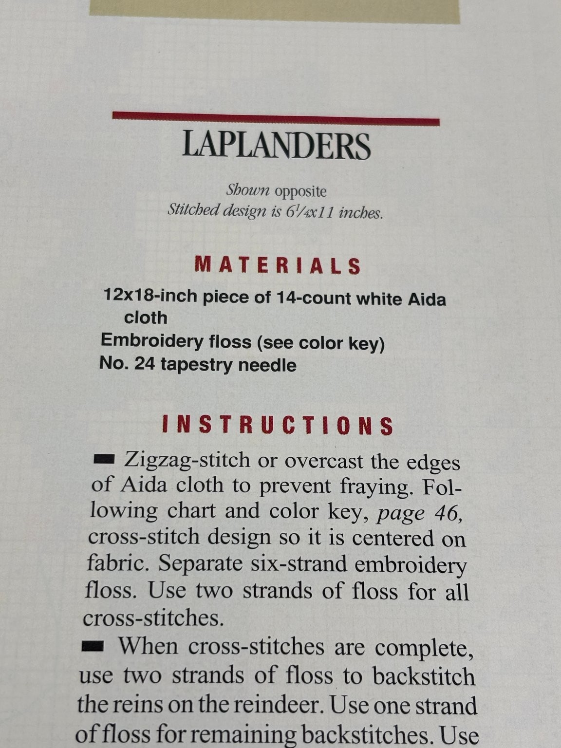Laplanders Counted Cross Stitch Pattern Magazine Pages