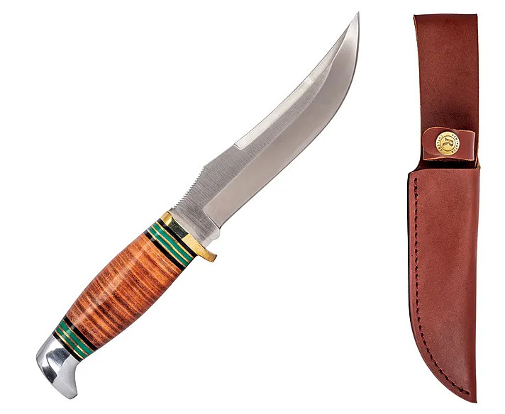 Remington Hunting Knife Fixed Blade Stacked Leather Handle Leather Sheath R15722