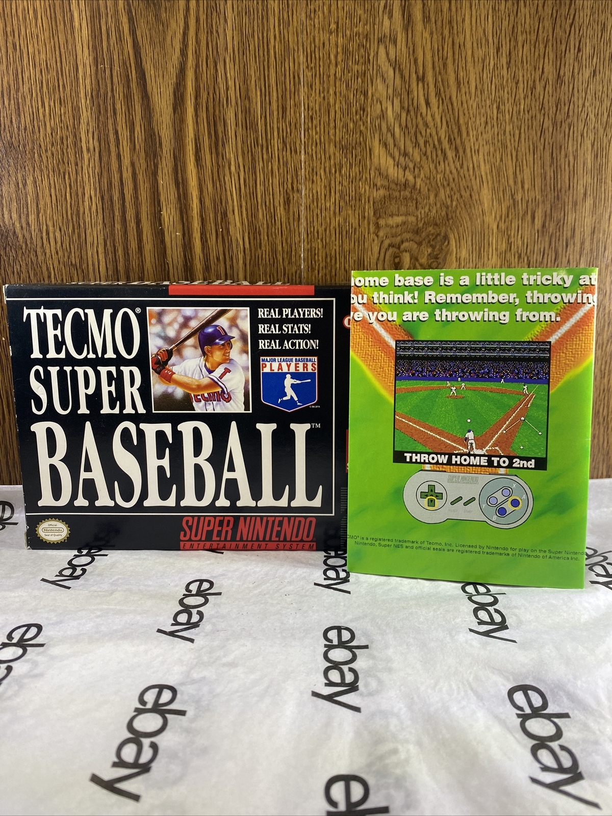 SNES Super Nintendo Tecmo Super Baseball Instructions and Box Only