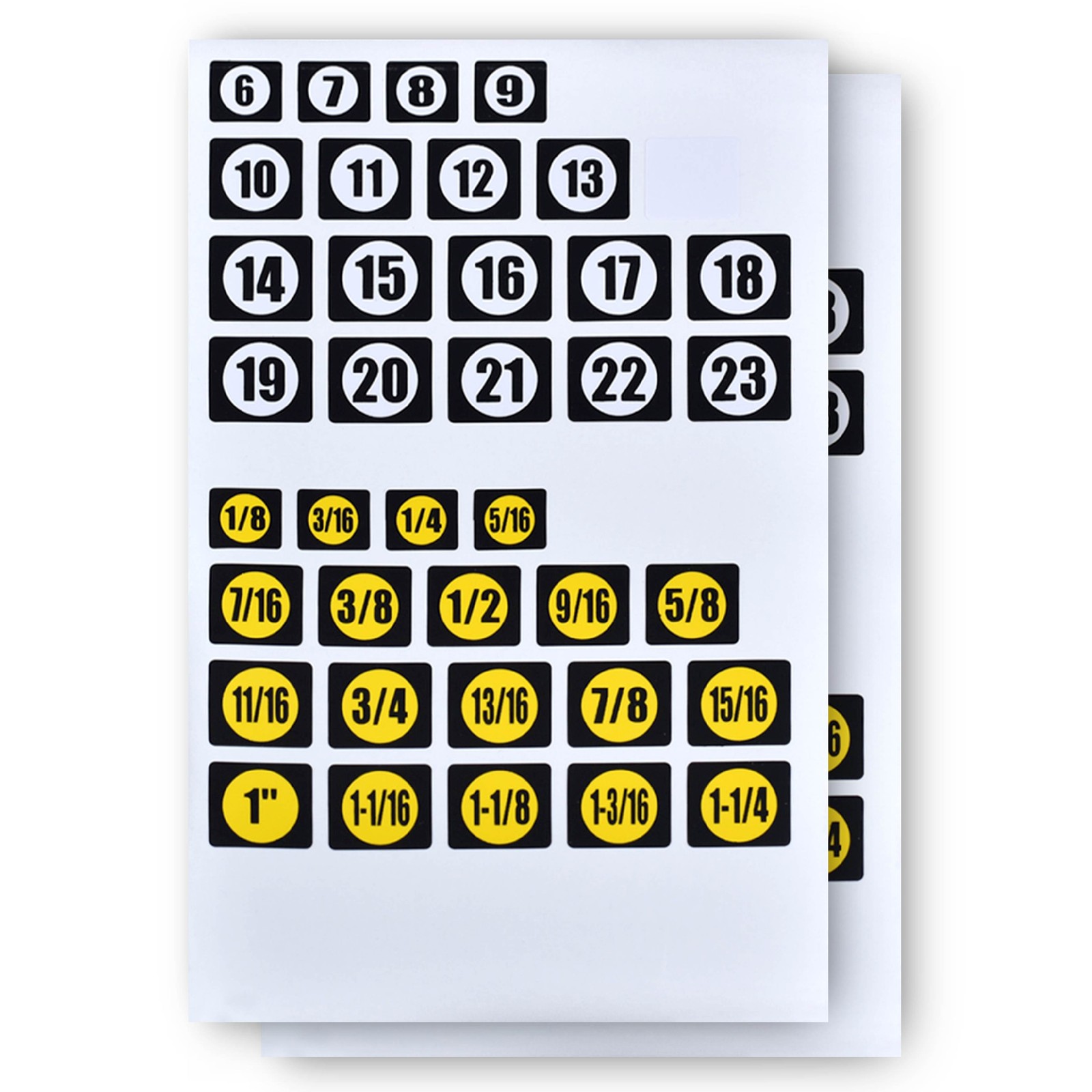 74pcs Adhesive Soket Label Sticker Decal Metric Standard SAE Tool Organizer Foil