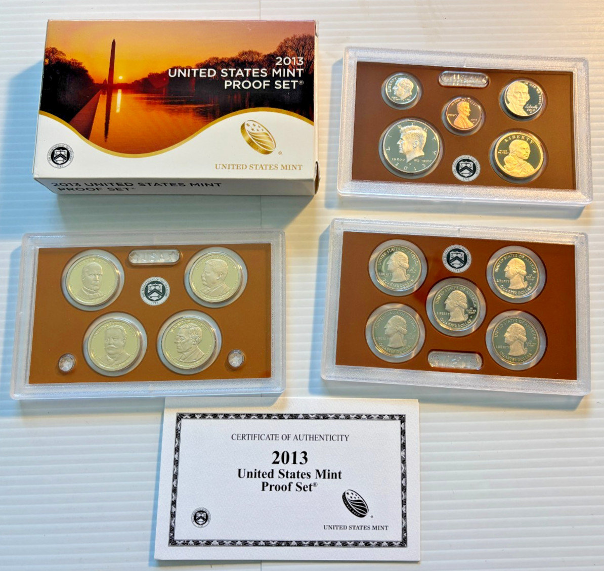2013 U.S. Mint Clad Proof Set, OGP & COA - Presidential $1s, ATB Quarters