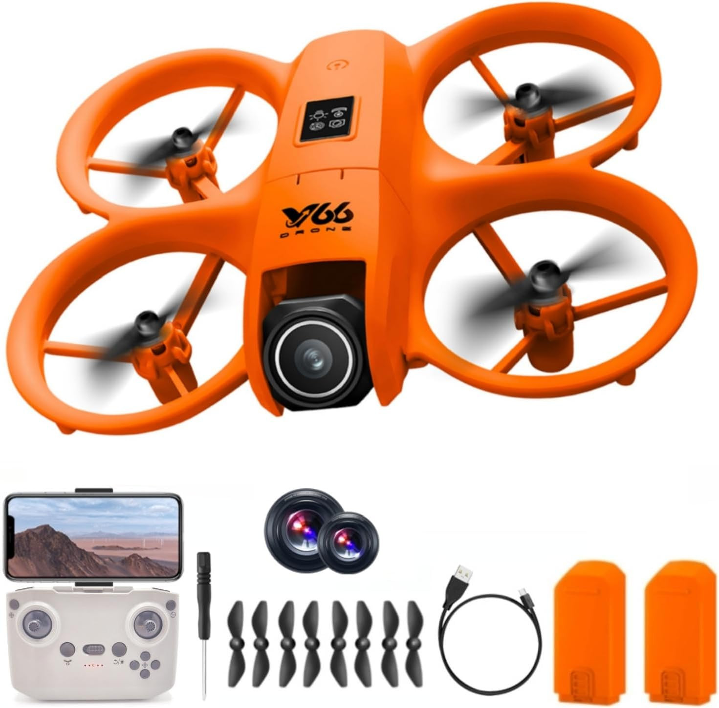 RC Small Drone with Dual Cameras, Propeller Guard, Altitude Hold, One-Key Takeof