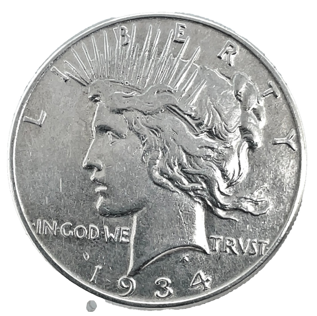 1934 Peace Silver Dollar AU - About Uncirculated $1 U.S Coin # 532