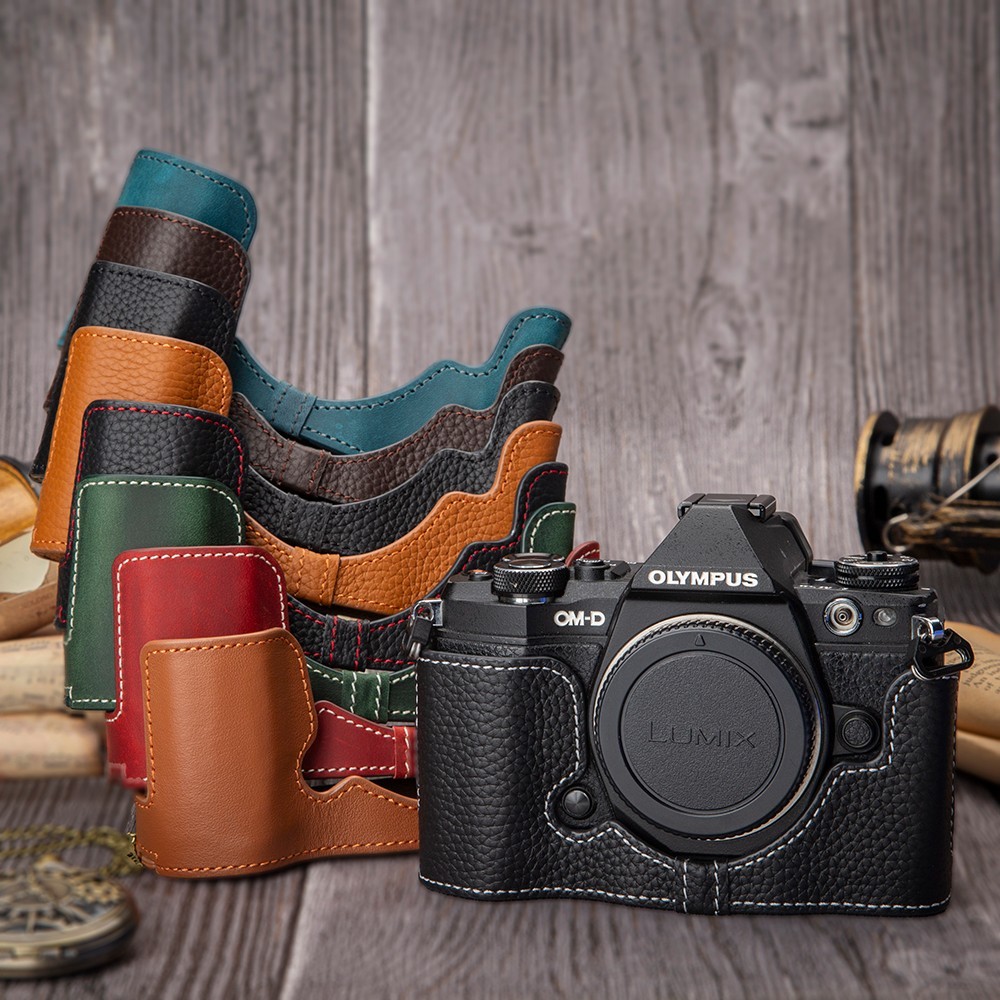 Handmade Genuine Real Leather Half Case Bag Cover For Olympus OM-D EM5II E-M5II