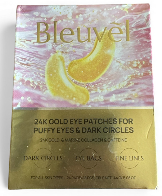 Bleuvel 24K Gold Eye Patches with Collagen & Caffeine –24 Pairs for Dark Circles