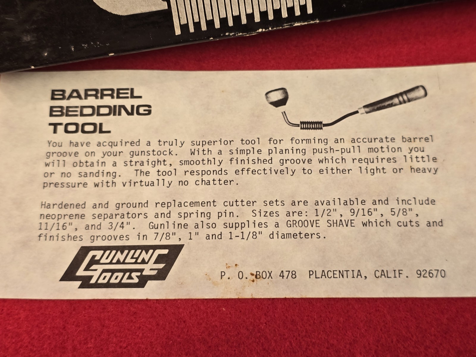 Gunline Tools 1/2 Barrel Bedding Tool