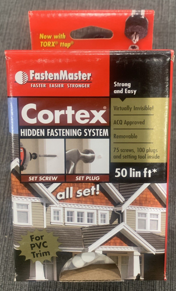FastenMaster Cortex Hidden Fastening System 2" Screws Azek PVC Trim White 50 LF