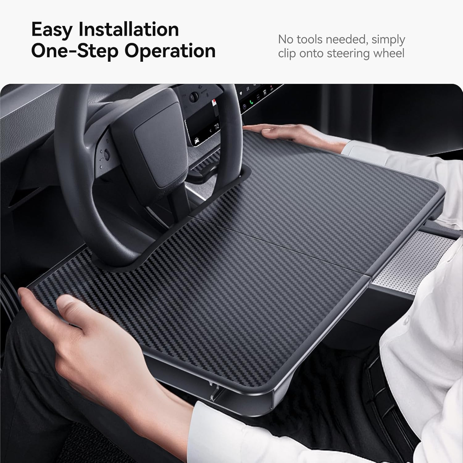 2-in-1 Car Standard Round Steering Wheel Desk Tray Car Seat Gap Filler Organizer