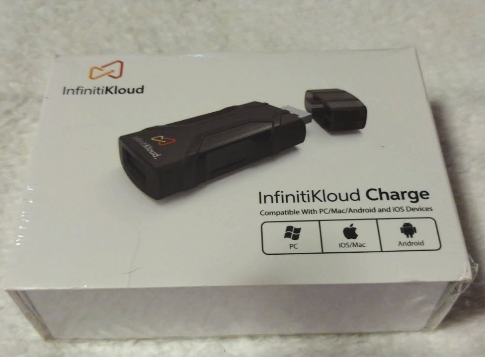 INFINITIKLOUD CHARGE NEW IN BOX USB DRIVE COMPATIBLE PC MAC ANDROID IOS B2