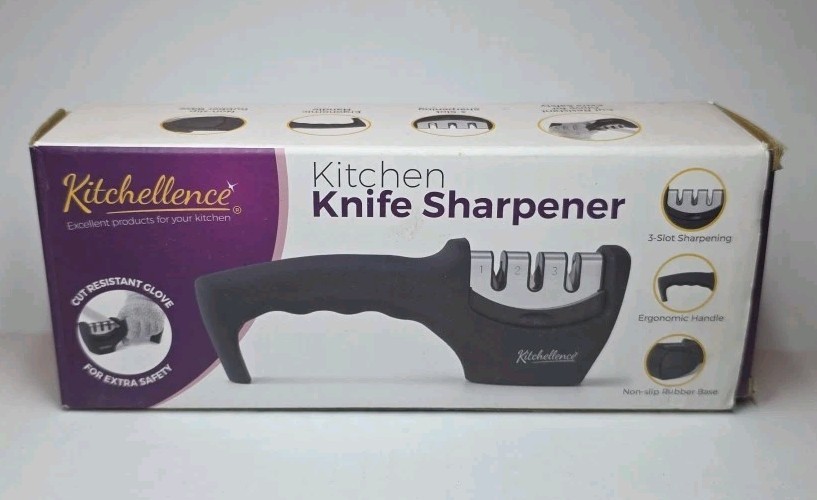 Kitchellence Kitchen Knife Sharpener With Cut Resistant Glove New