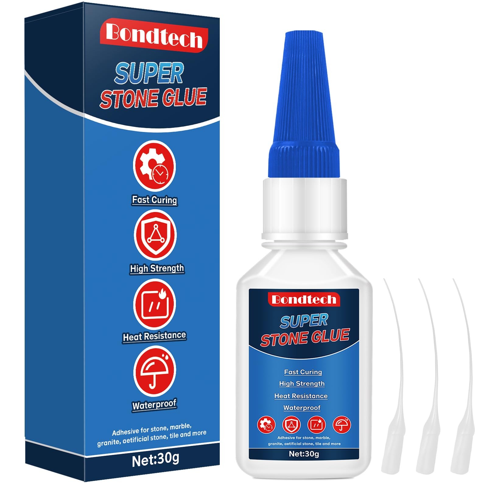 Stone Glue 30 g, Marble Instant, with Anti-Clog 30 Grams * 1 Pack, Clear
