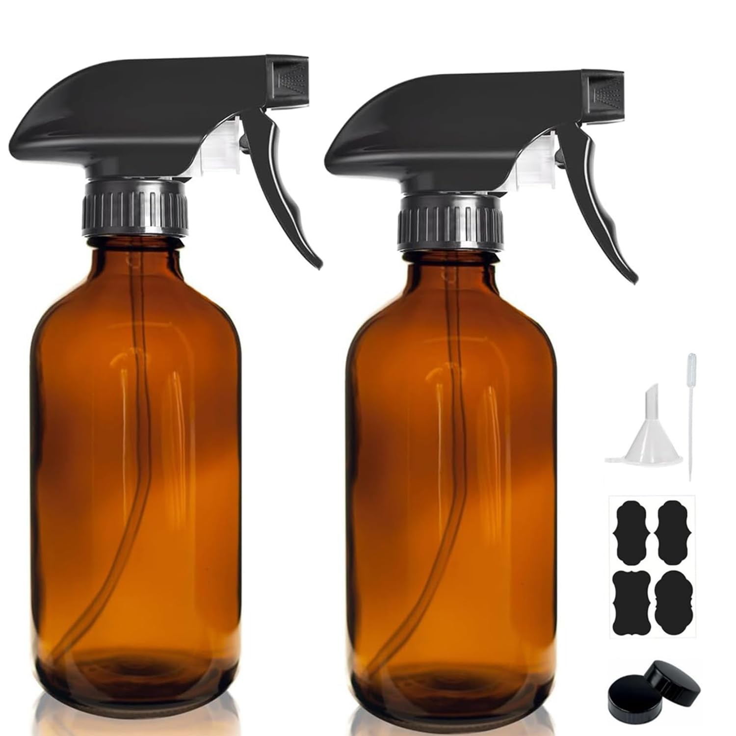 8OZ Amber Glass Spray Bottles - 2 Pack - Empty Refillable Bottle for Essentia...