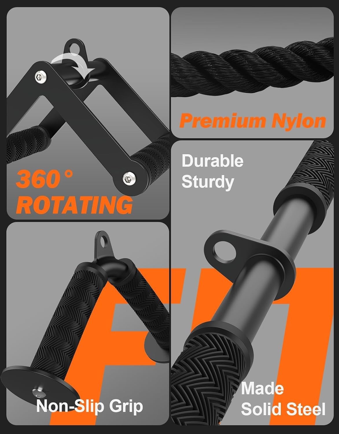 Cable Machine Attachment Set for Gym & Home Workouts, LAT Pulldown Attachments w