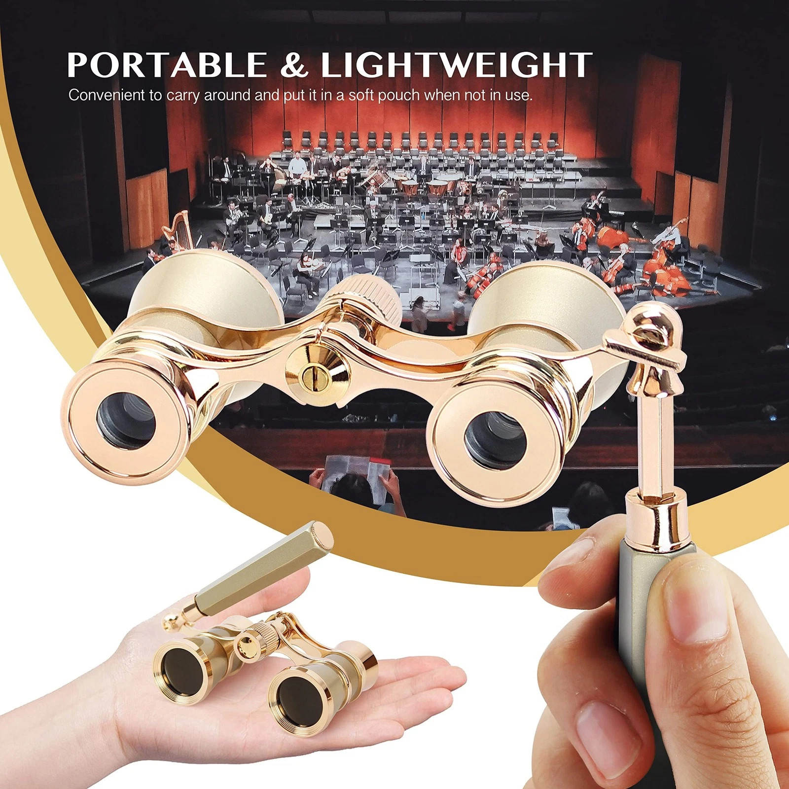 Opera Glasses Binoculars 3X25 Theater Glasses Mini Binocular Compact with Handle