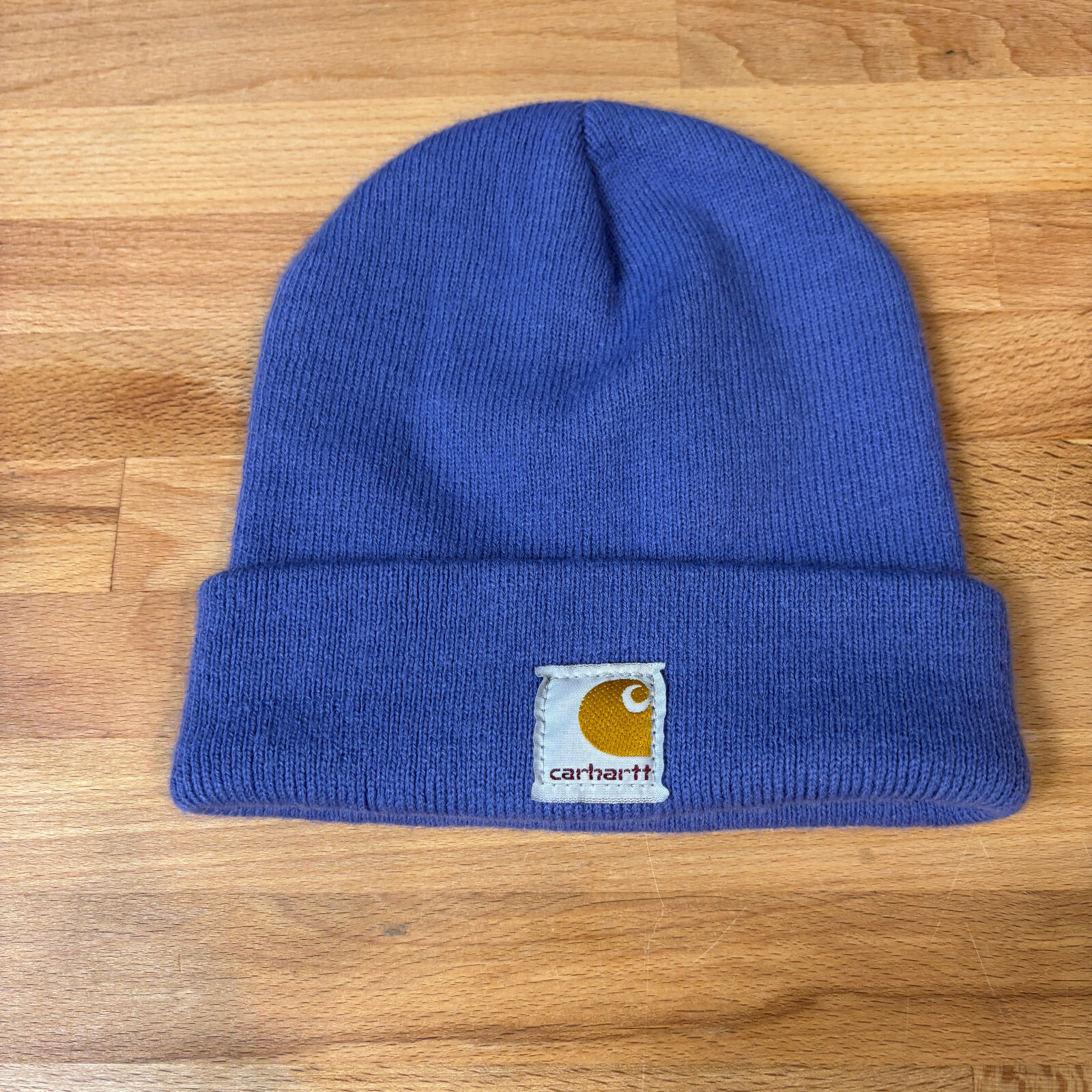 Carhartt Hat Beanie Youth One Size Purple Blue Knit Stocking Cap Work Wear