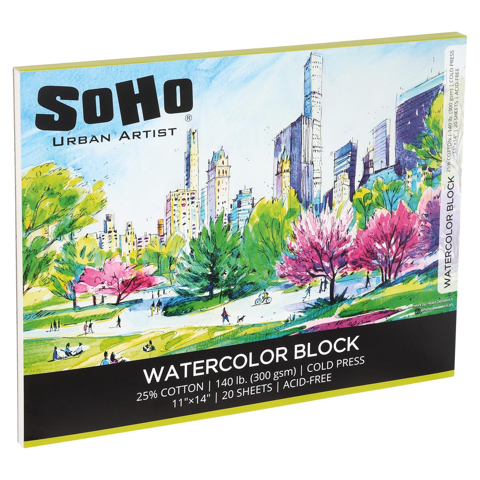 SoHo Urban Artist Watercolor Block 11x14-140lb 20 Sheets Cold Press... Fast Ship