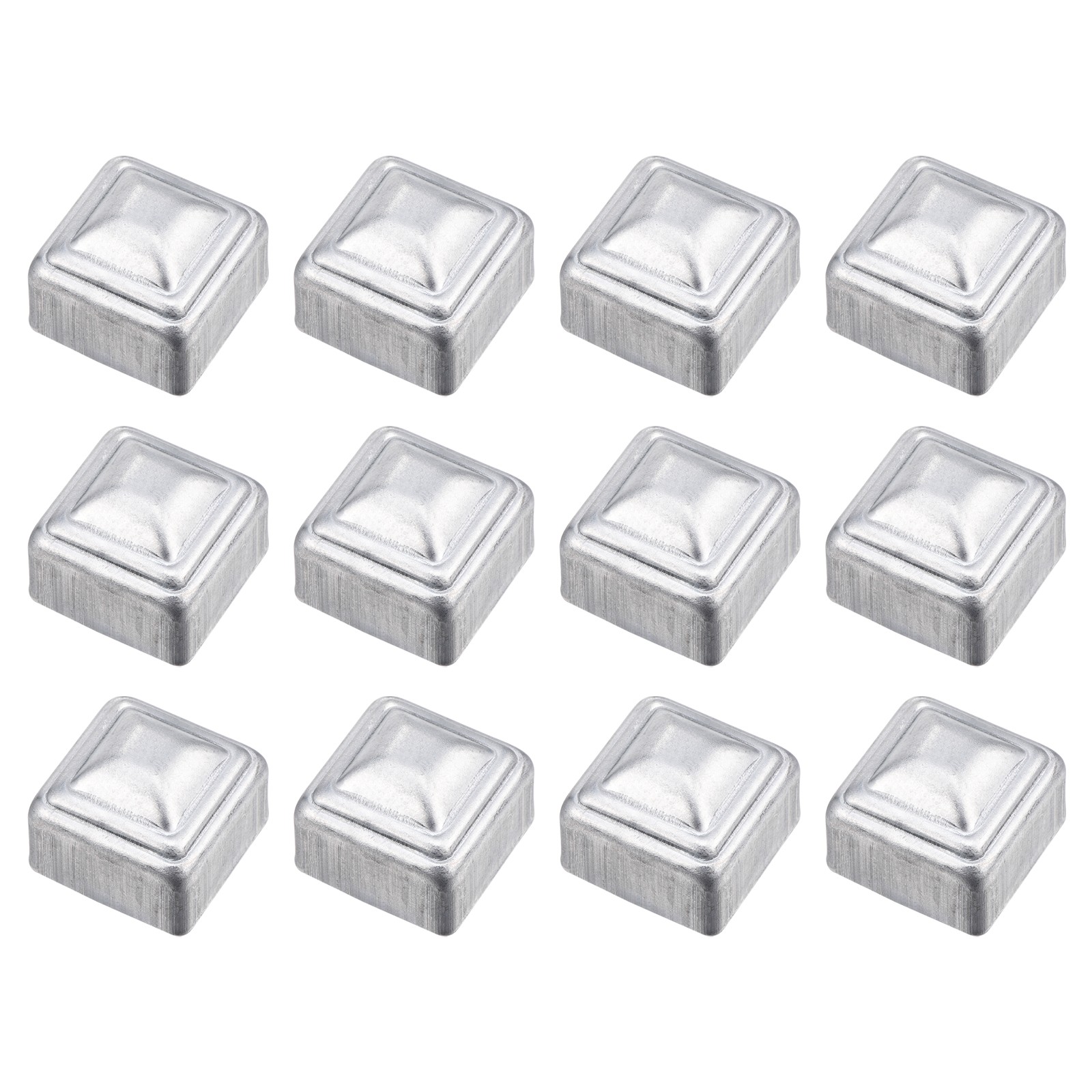 12Pcs Fence Post Cap, Galvanized Deck Post Caps Fit 1" x 1" Pipe, Silver