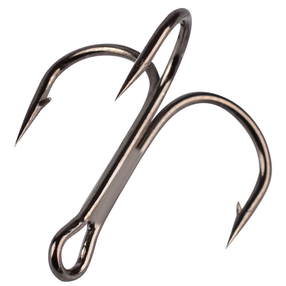 200-pcs Treble Fishing Hook Round Bend Sharp Treble Hooks Size2/4/6/8/10/12/14