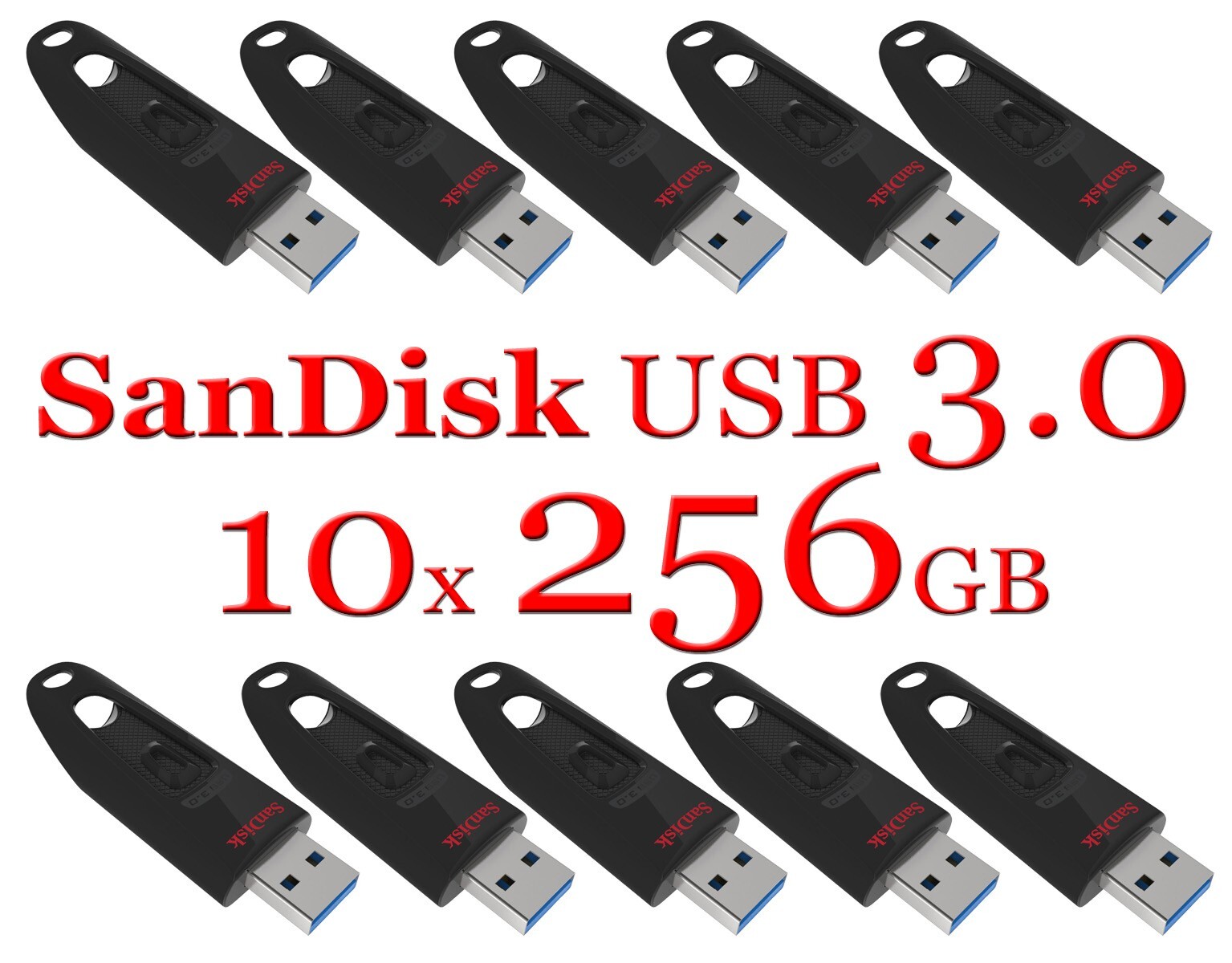 LOT 10x SanDisk 256GB Cruzer Ultra USB 3.0 Flash Drive SDCZ48-256G read 150 MB/s