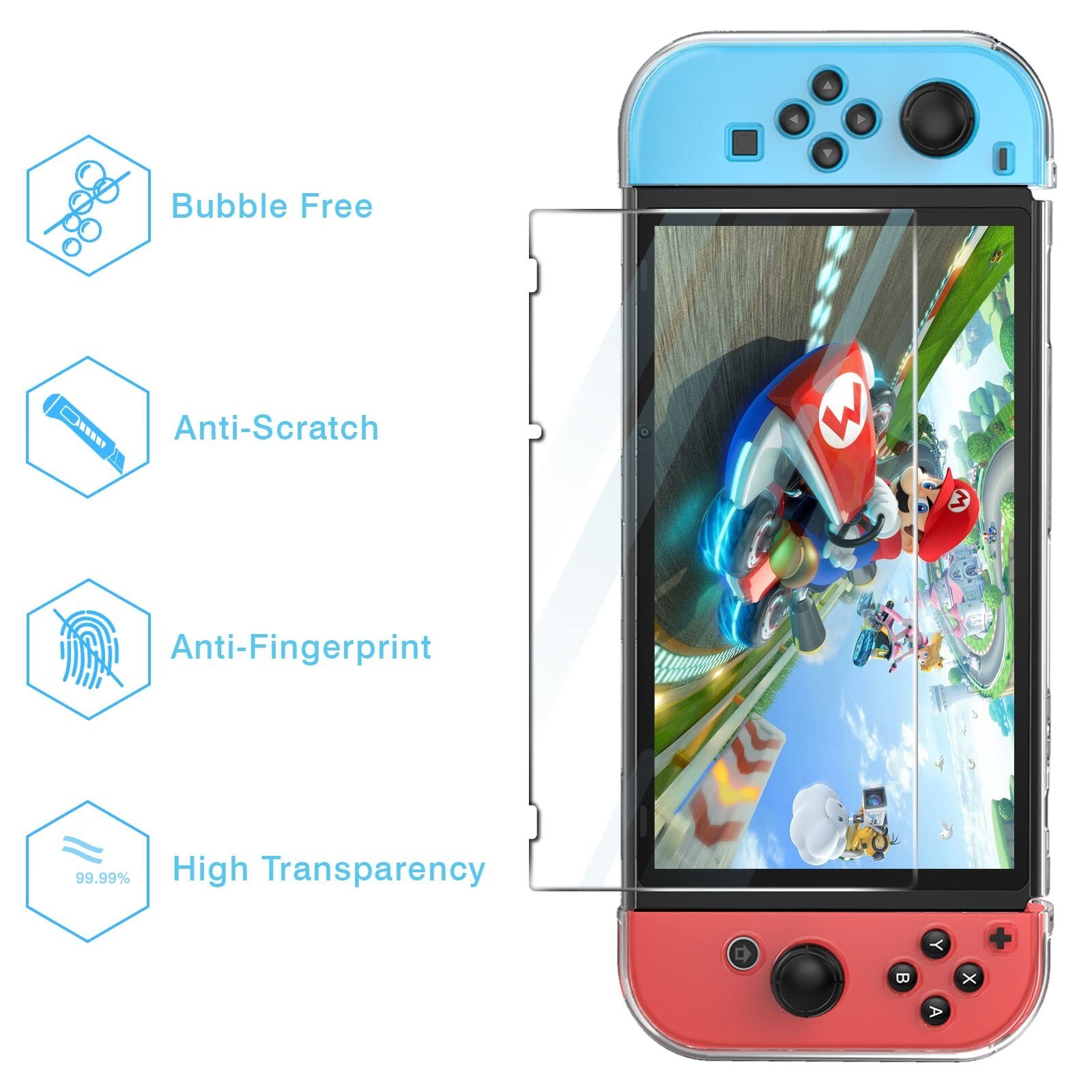 Case Compatible with Nintendo Switch with Screen Protector and6 thumb grip case