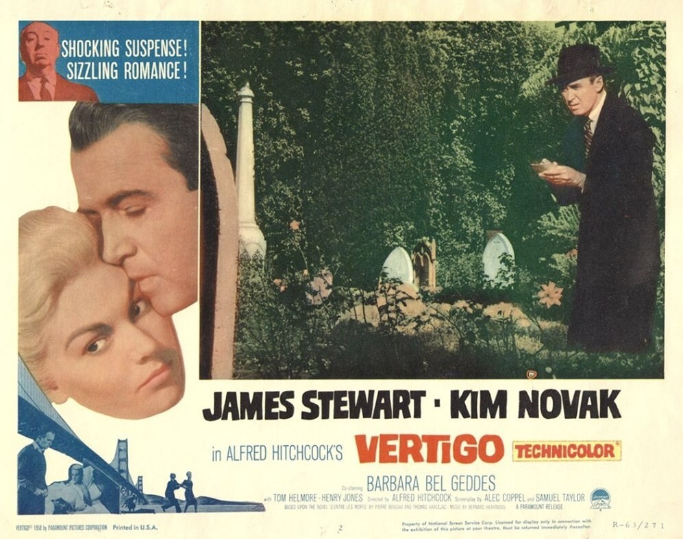 Vertigo James Stewart Re-Print Lobby Card  Photo w/ Free Top Loader