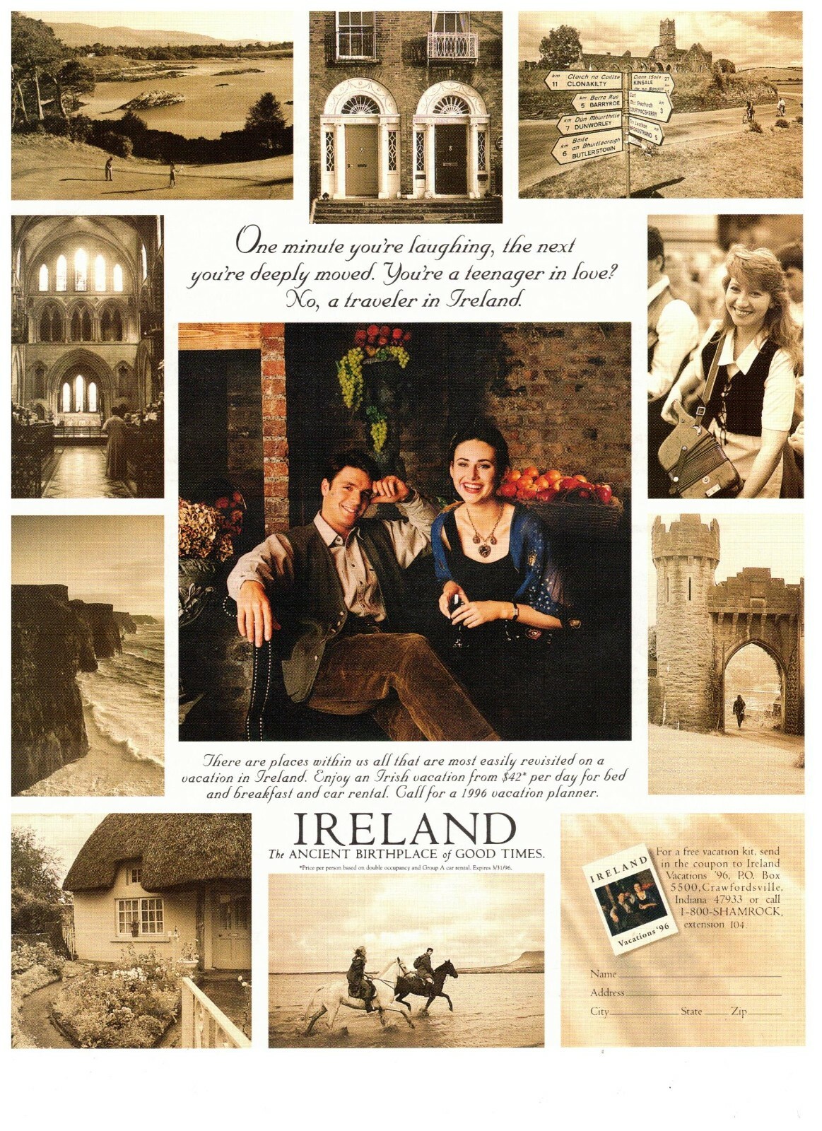 1997 Traveler in Ireland Tourism Historic Vacation Vintage Print Advertisement