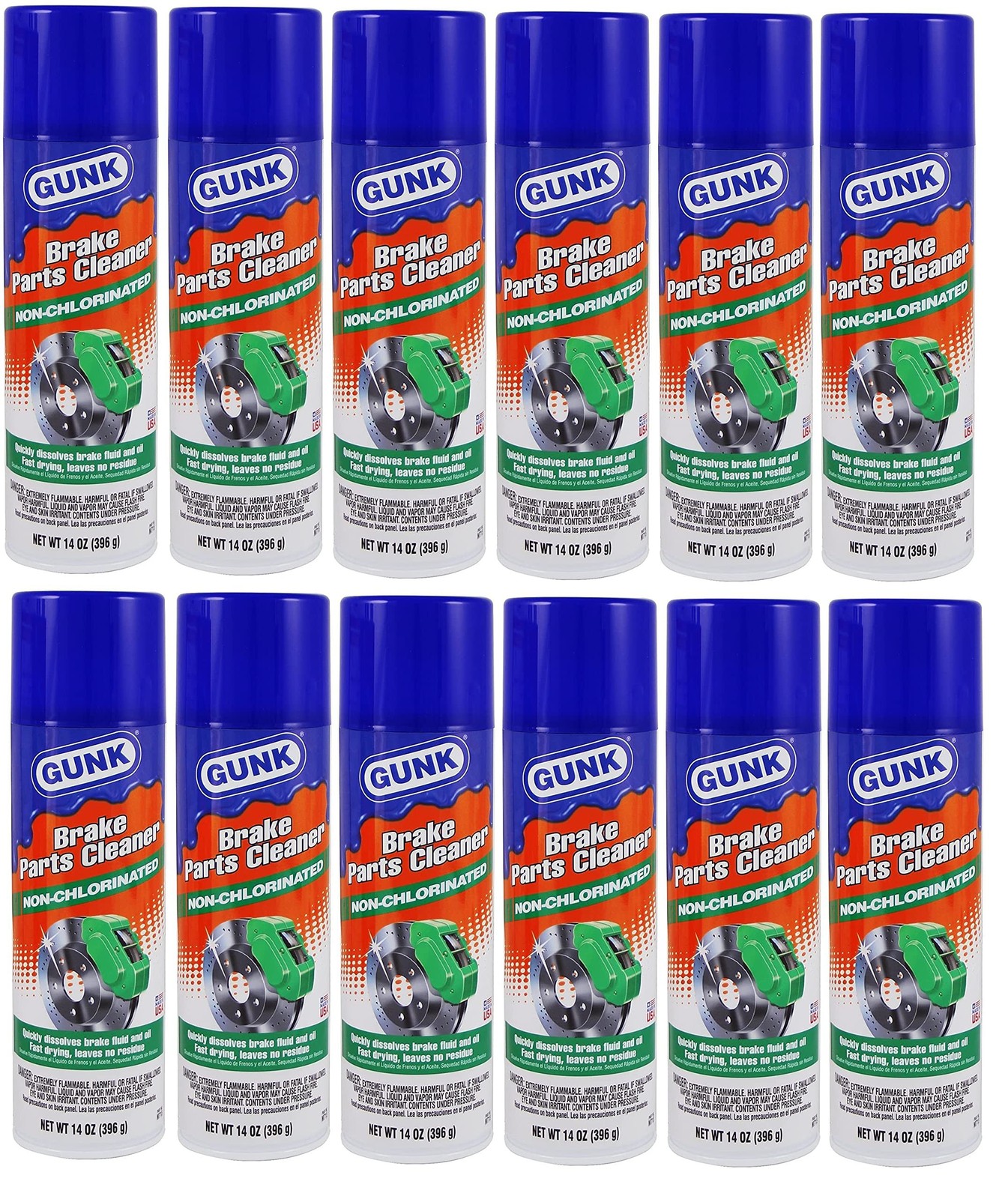 Gunk M715 Non-Chlorinated Brake Parts Cleaner Fast-Drying 14oz. (12 Pack)