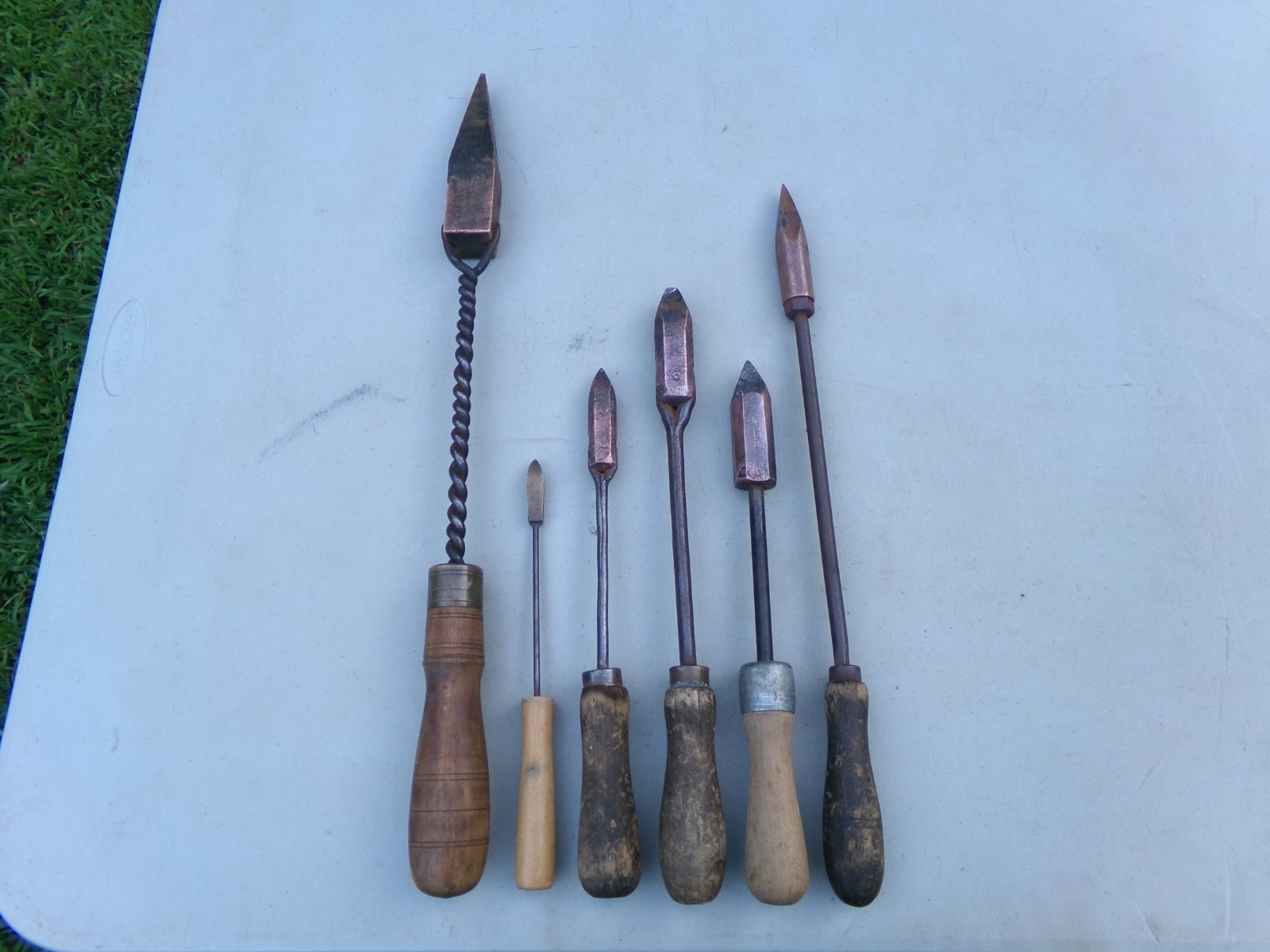 6 Vintage Antique Copper Soldering Irons Blacksmith Sheet Metal Tools