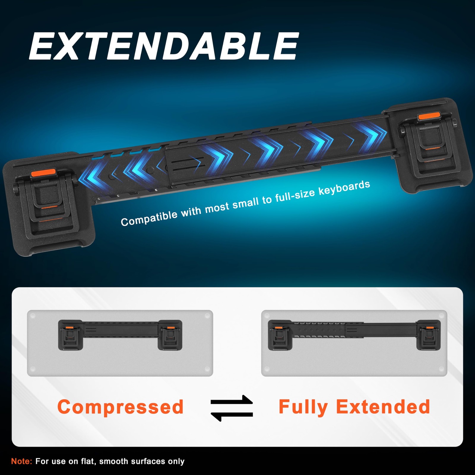 Orange Adjustable Computer Keyboard Stand Ergonomic Desktop Riser Extendable