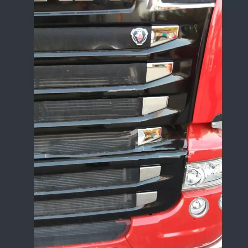 12 Front Grill Mirror Polished Stainless Steel Corners for SCANIA R 2004 - 2016