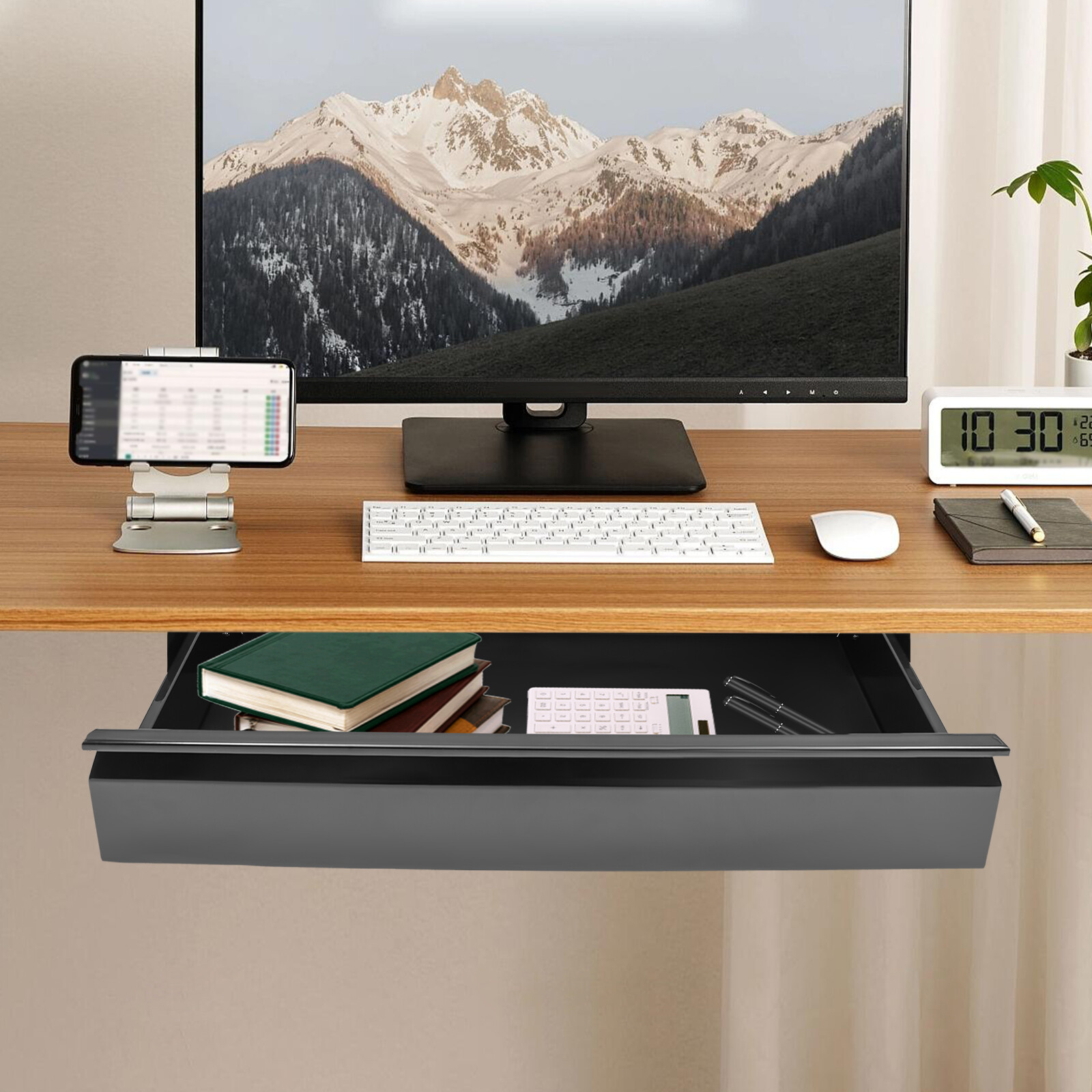 22?? Black Space Saver Sliding Under Desk Storage Drawer Pull-out Drawer