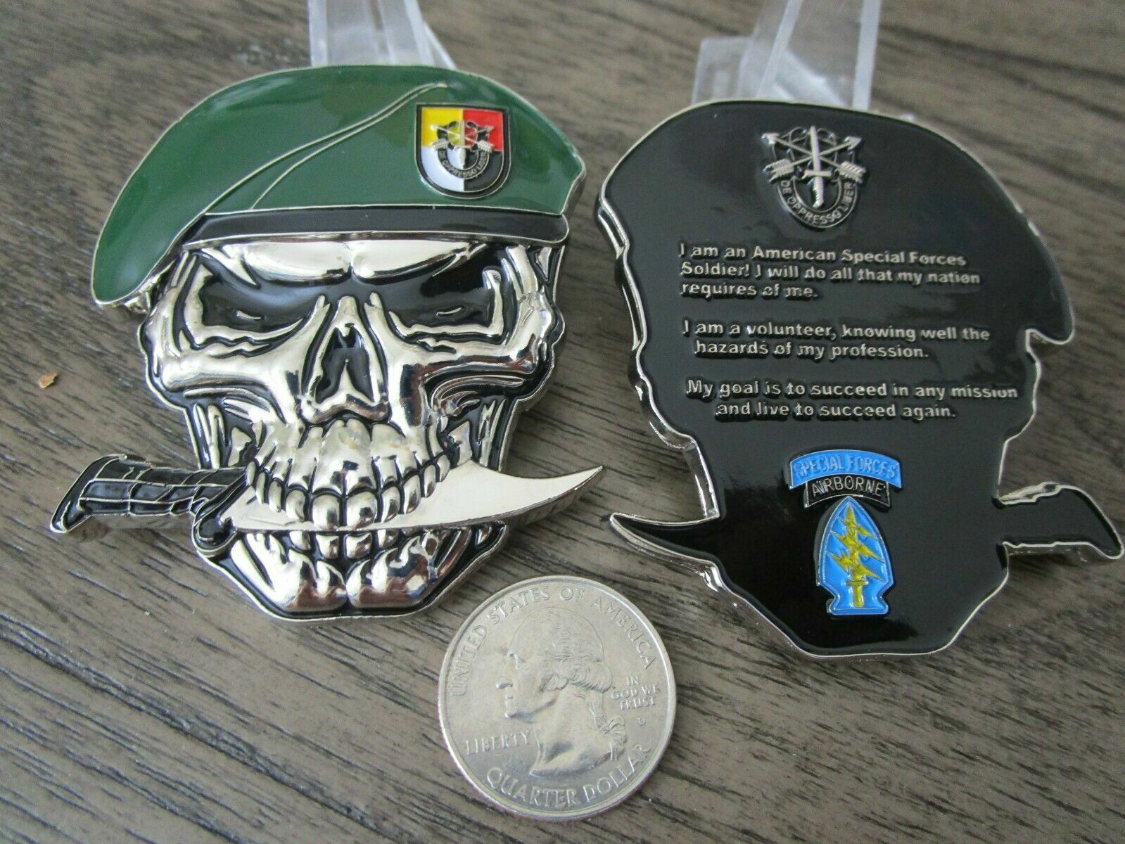US Army 3rd SFG(A) Special Forces Group Creed Green Berets Skull Challenge Coin
