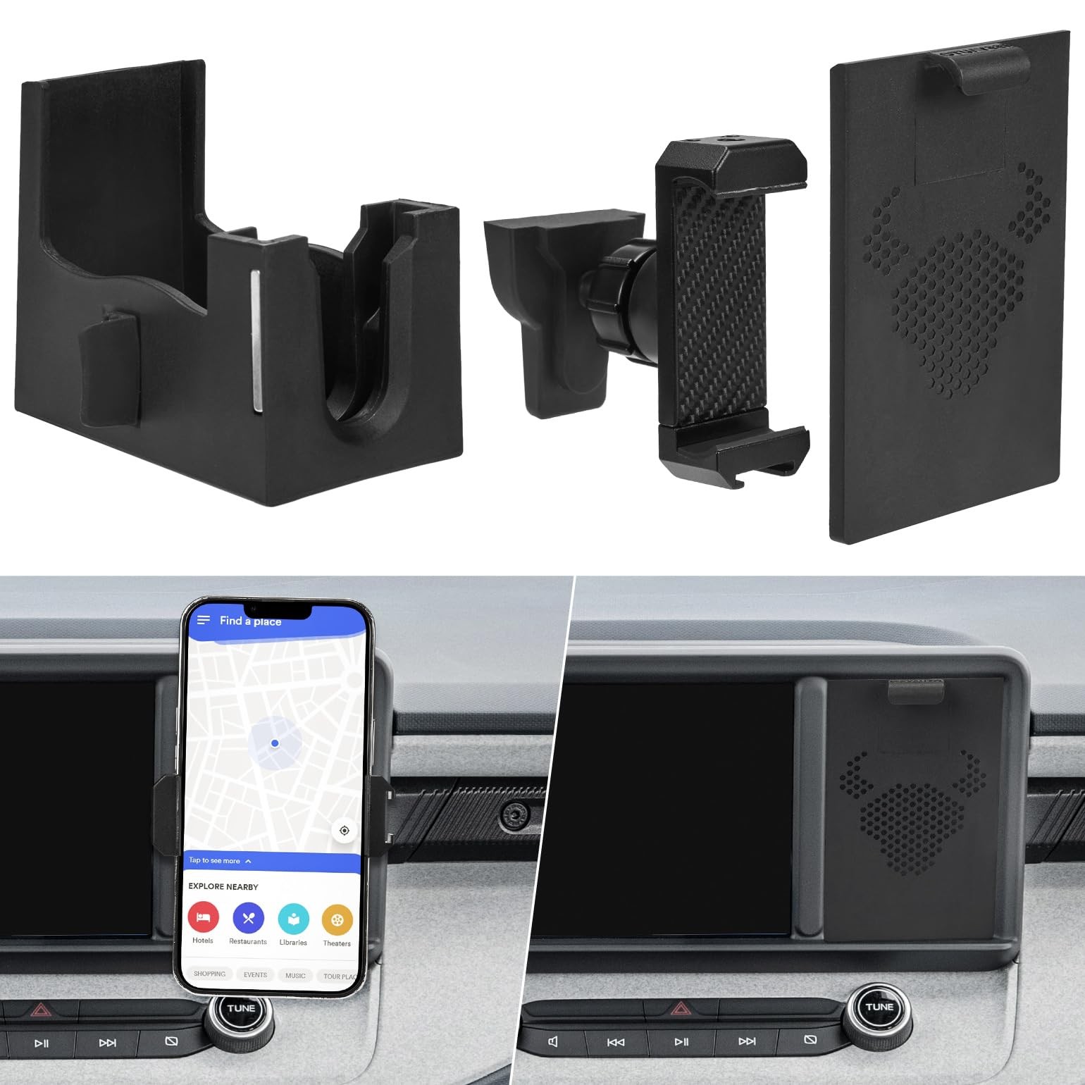 Phone Mount & Storage Box for Ford Maverick 20242022 Truck Dash Cubby