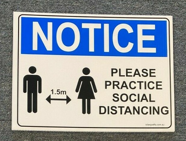 NOTICE SOCIAL DISTANCING CORFLUTE SIGN A3 SIZE