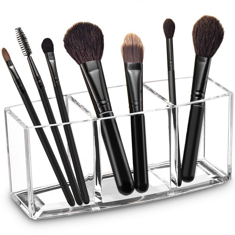 Organizador de brochas maquillaje acrílico, soporte transparente, almacenamiento