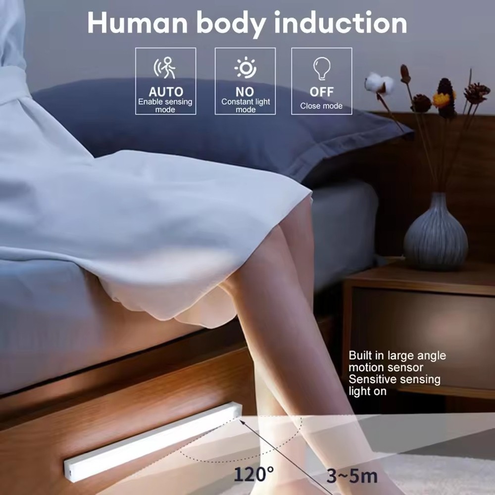 4-Pack 30cm Magnetic Under-Cabinet Lights – USB Rechargeable with Motion Sensor