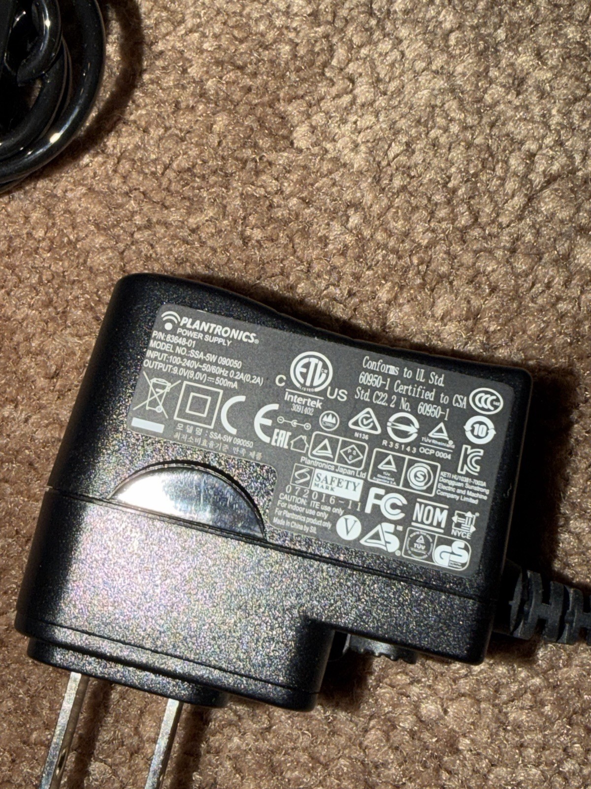 Plantronics C053 DECT Wireless Headset Docking Station Charger Cable & Head