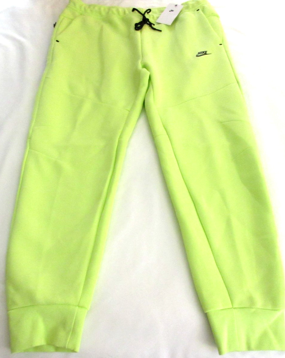 Nike Sportswear Men's Tech Fleece Slim Fit Jogger Pants Light Lemon Twist Black