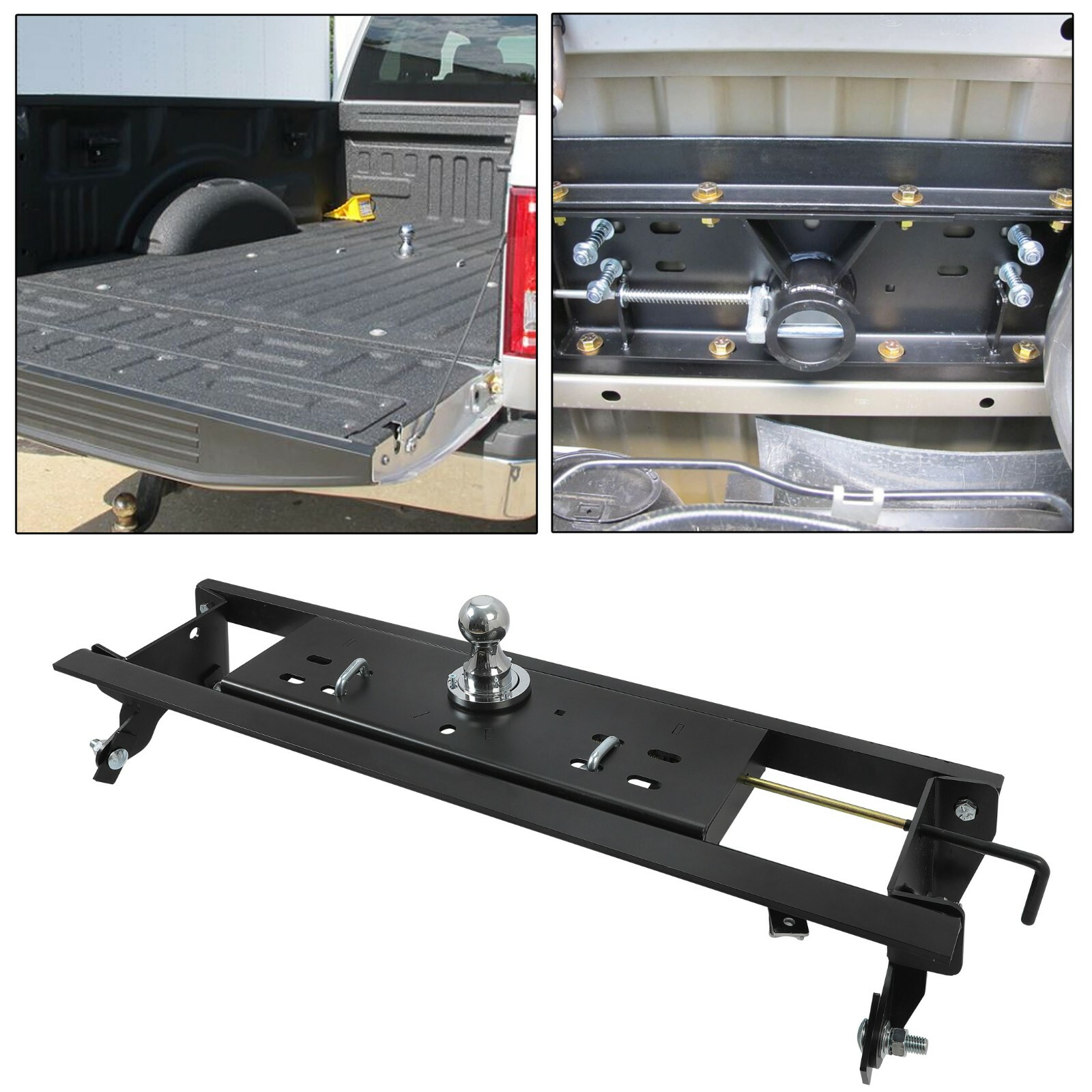 For Ford F150 2015-2020 30,000 lbs Double Lock Gooseneck Trailer Hitch Kit Black