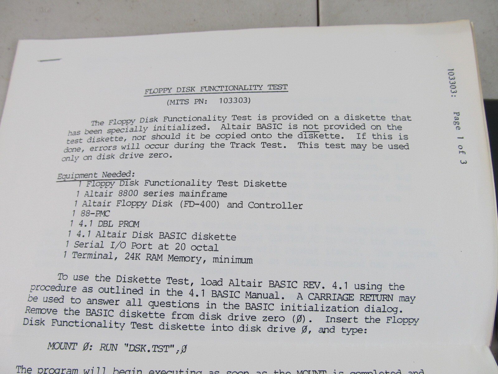 Pertec PPC MITS Floppy Disk Functionality Test 8 Inch Floppy 70s