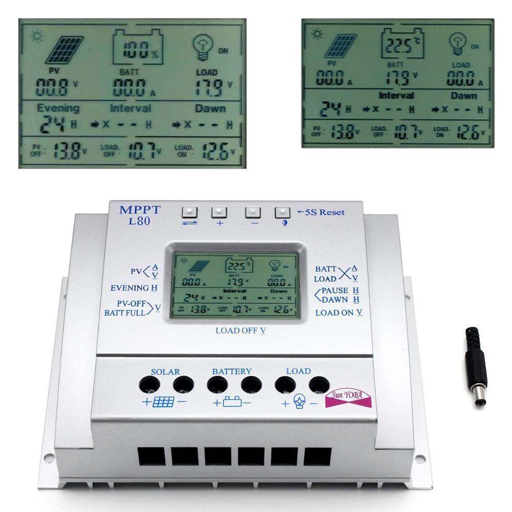 80A AMP MPPT Solar Panel Regulator Charge Controller 12V/24V 2000W/1000W LCD G1